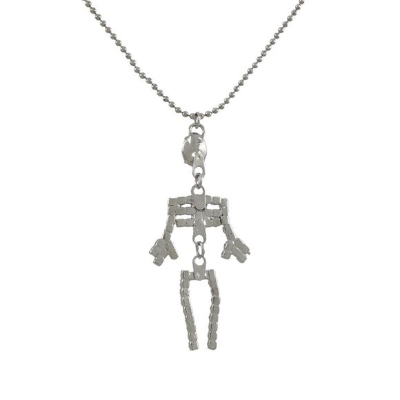 Rhinestone Dangling Skeleton Necklace - Picture 3 of 4
